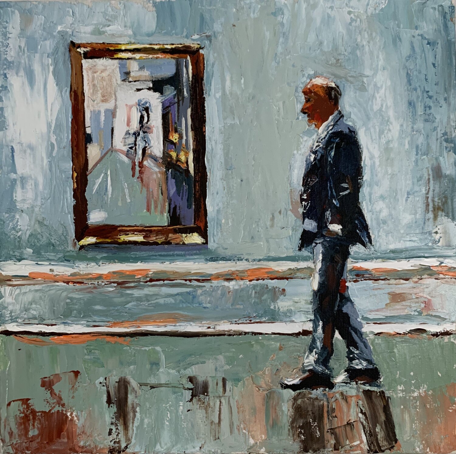 Old man in a museum. Vita Schagen