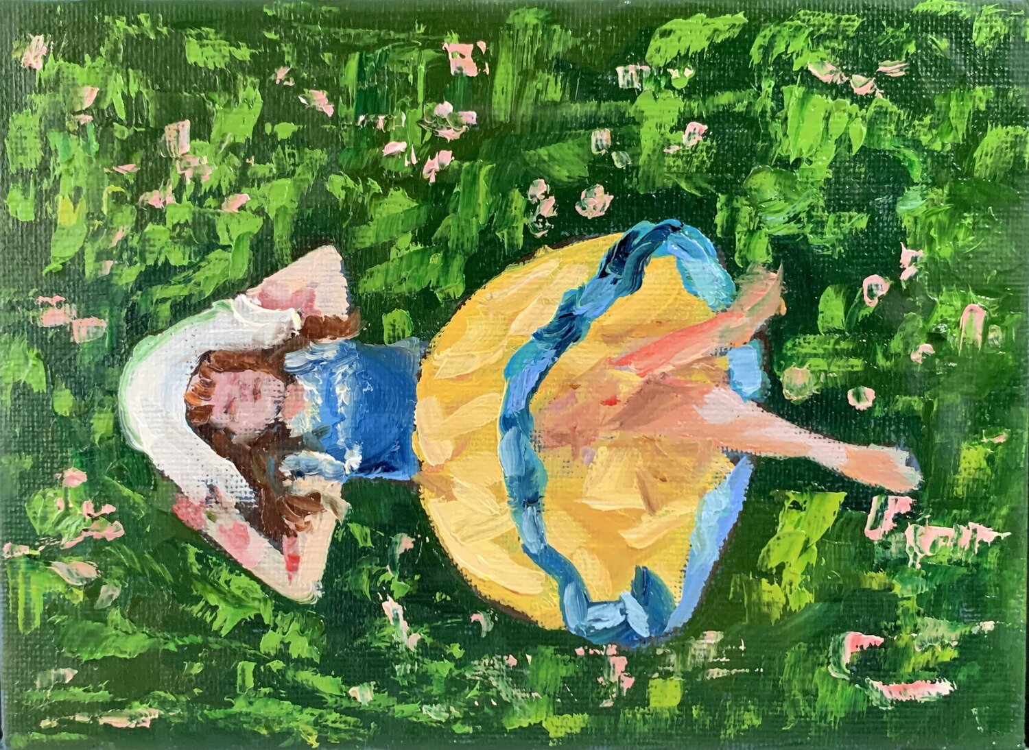 Little girl on the meadow. Vita Schagen Originalgemälde zu verkaufen