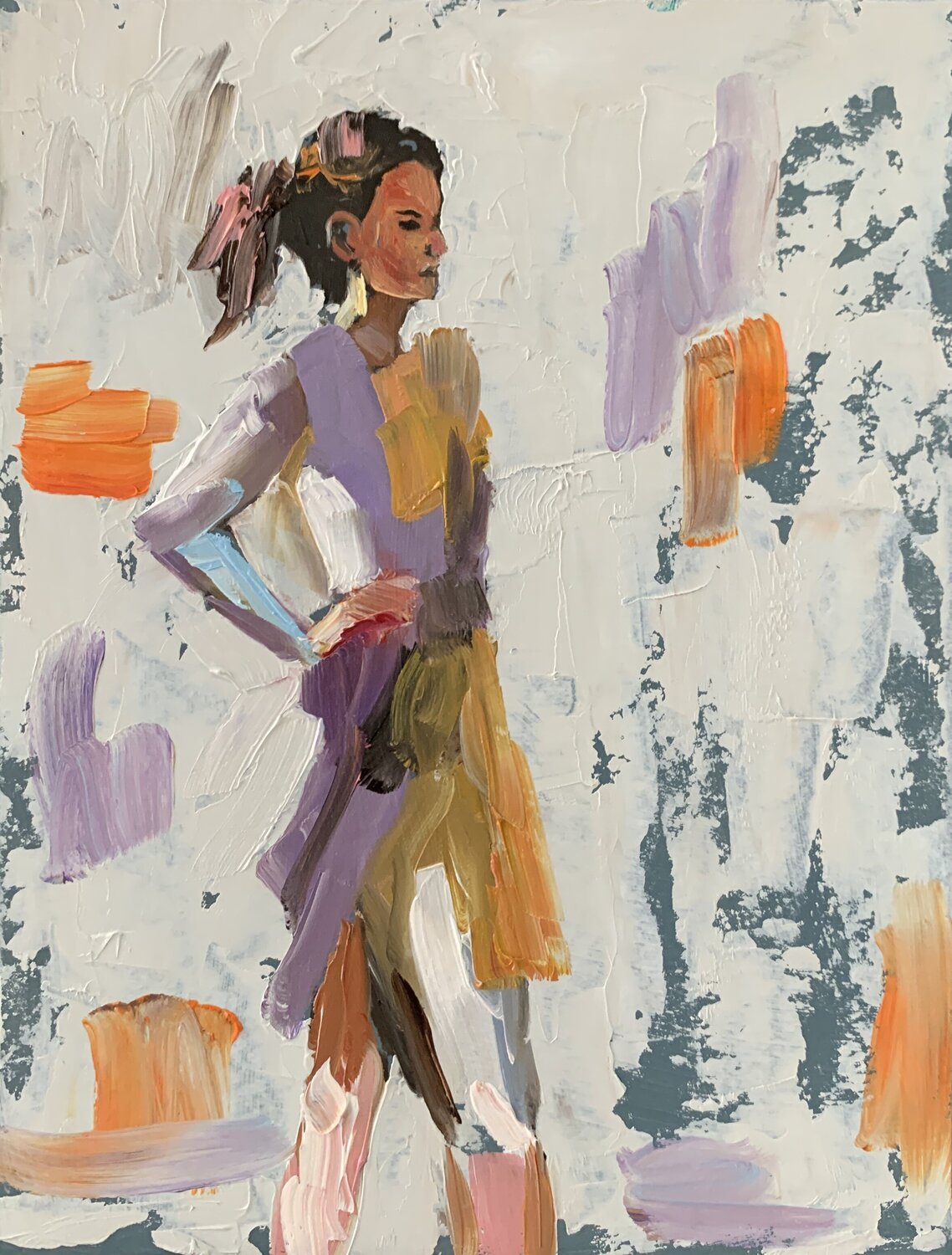 Woman in a city. Vita Schagen Originalgemälde zu verkaufen