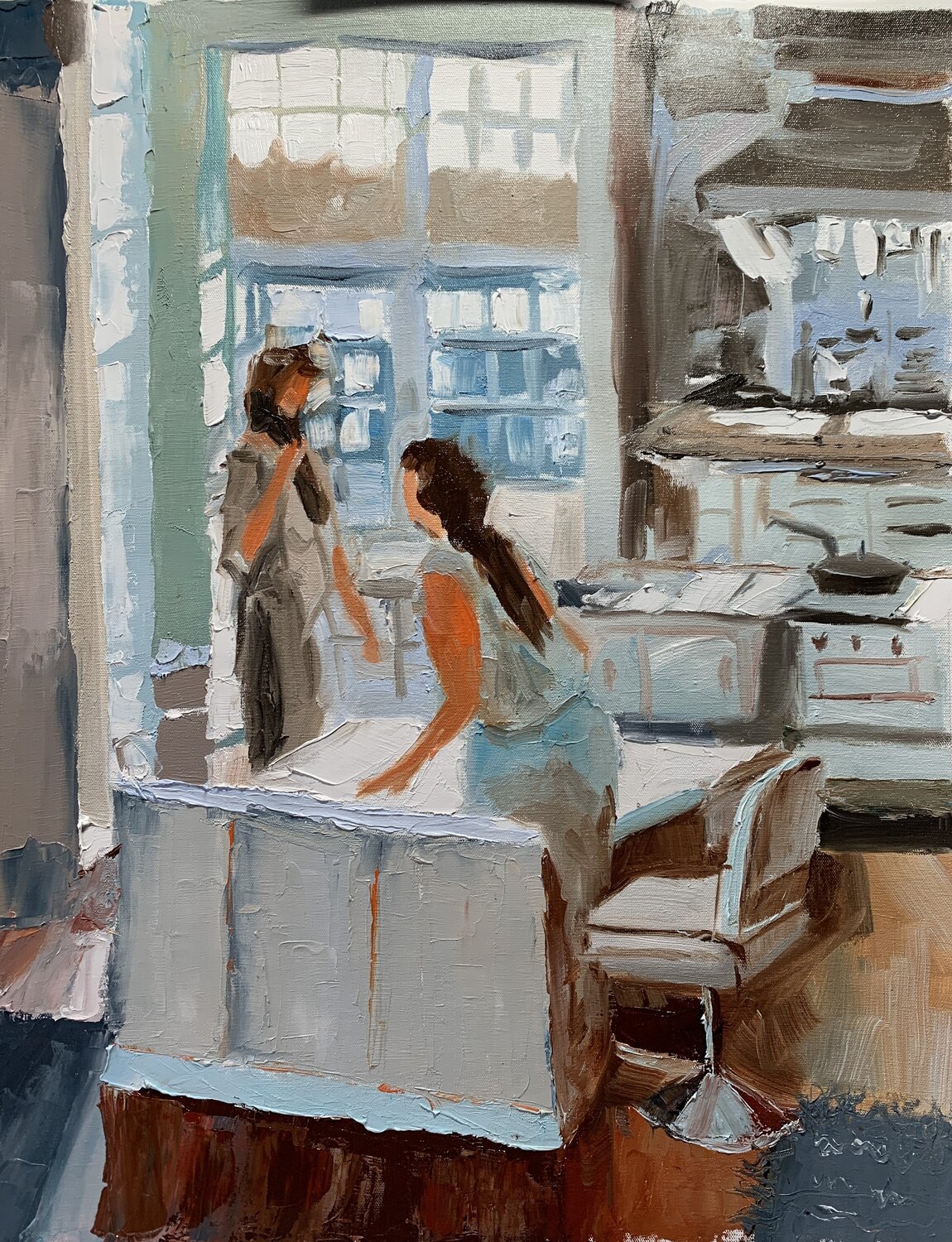 Chatting in a kitchen. Vita Schagen