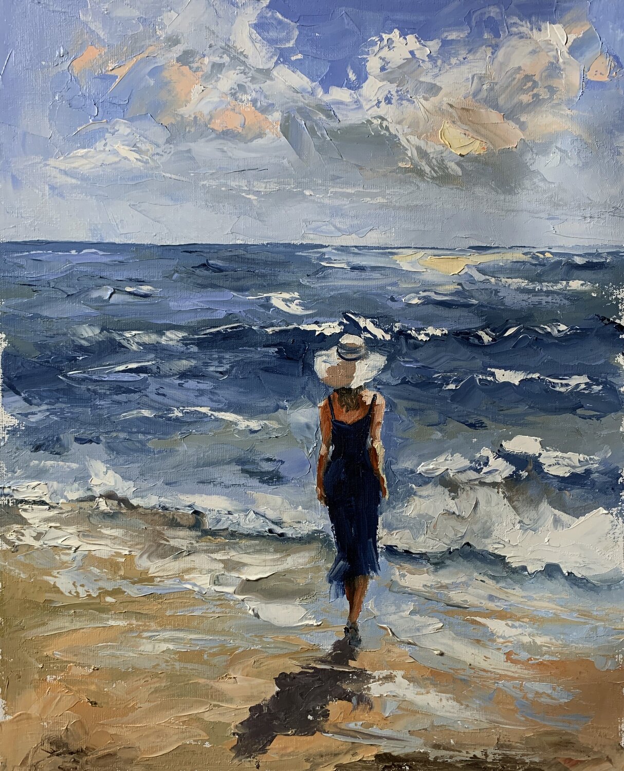 Woman by the ocean. Vita Schagen Originalgemälde zu verkaufen