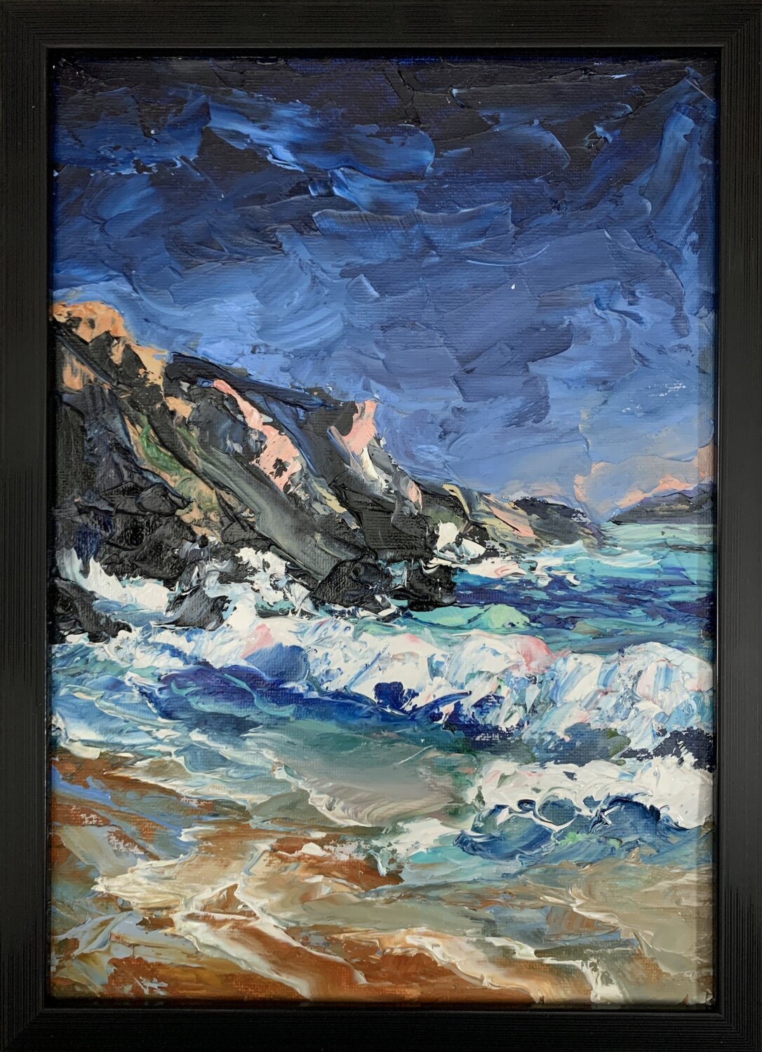 Whispers of the Waves at night. Vita Schagen Originalgemälde zu verkaufen