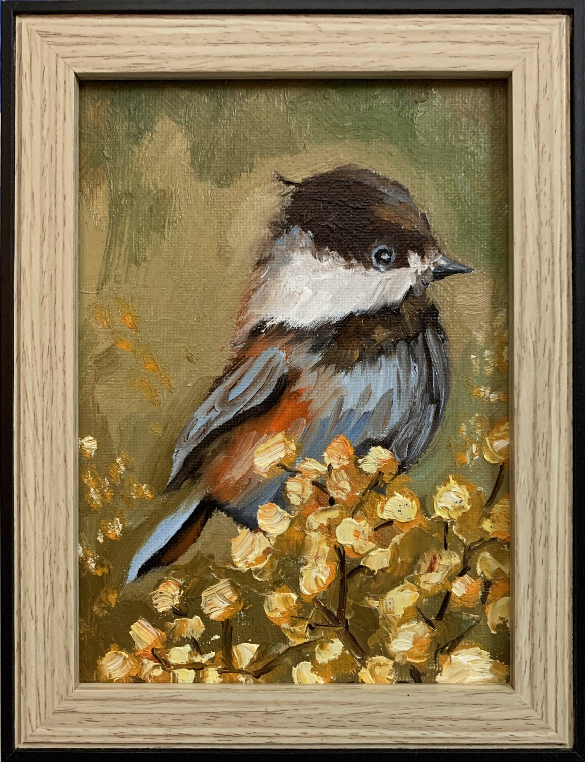 SPRING CHICKADEE bird. Vita Schagen
