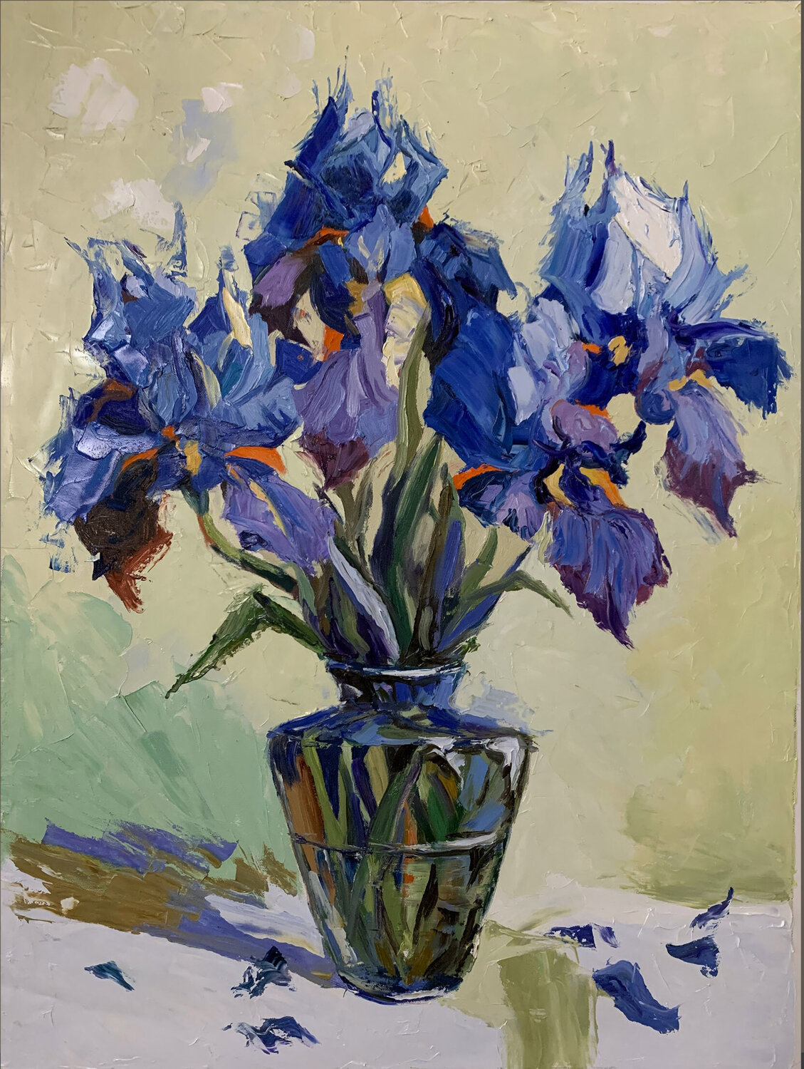 Iris Majesty in Glass. INSPIRED BY VAN GOGH.#5 Vita Schagen Originalgemälde zu verkaufen