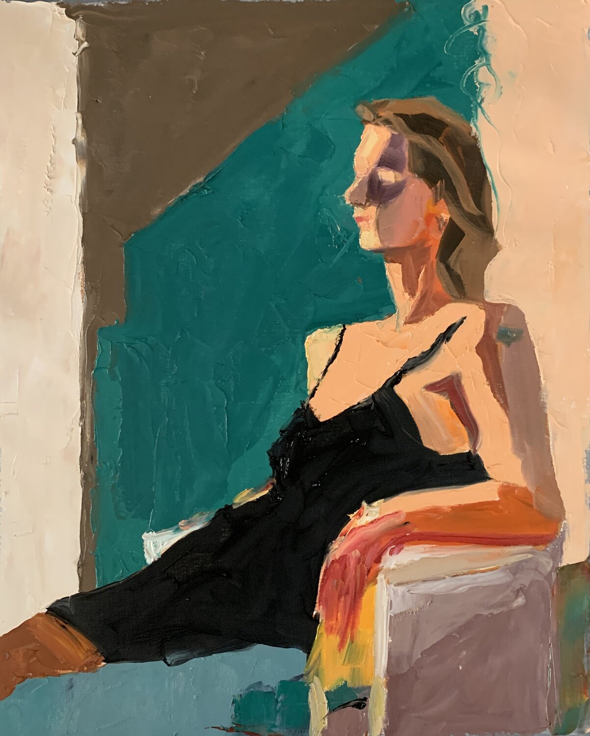 WOMAN IN A CHAIR.. Vita Schagen Originalgemälde zu verkaufen