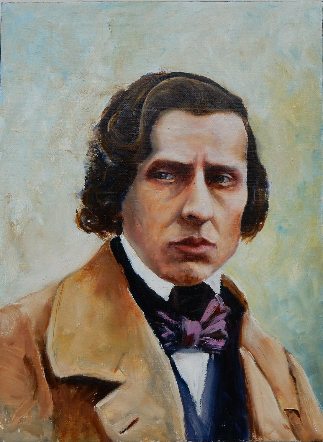 Portrait of composer Frederic Chopin Vita Schagen Dipinto originale in vendita