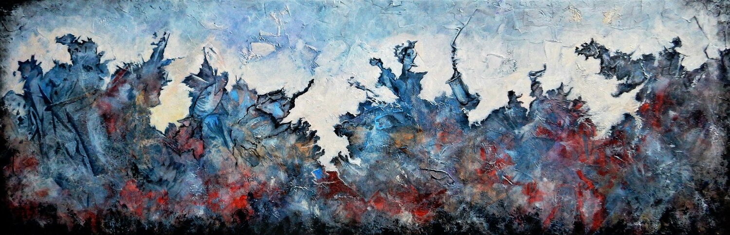 Abstract dream. Who is living on the mountains? Vita Schagen Originalgemälde zu verkaufen