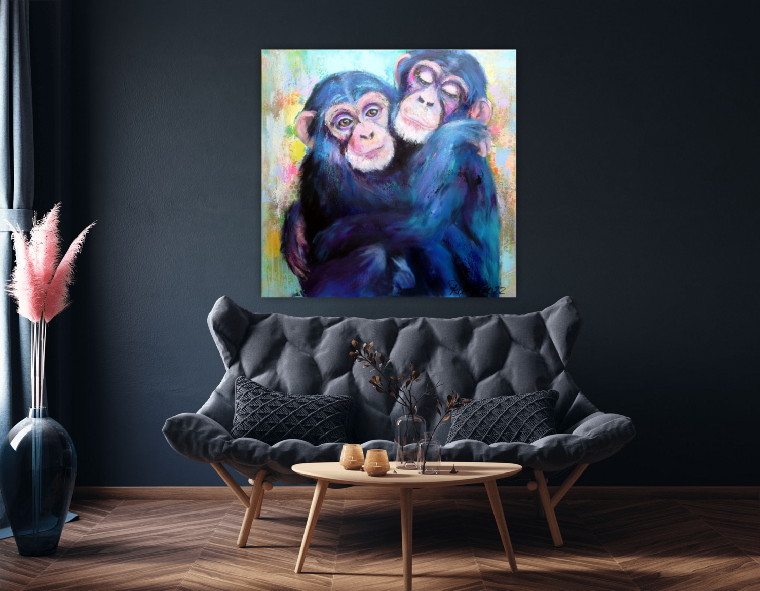 Love \u0026 Peace \u0026 Freedom von Manuela Rathje (2022): Malerei Acryl, Kohle auf  Leinwand - Singulart, image size:1500x1167