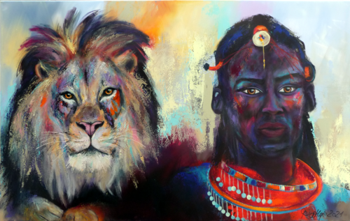 Lion&Massai di Manuela Rathje, Pittura in vendita su Singulart