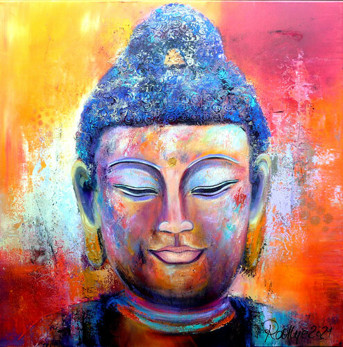 little Buddha 01 van Manuela Rathje, Schilderij te koop op Singulart