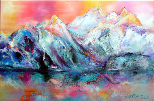 Alpenglühen von Manuela Rathje, Malerei kaufen auf Singulart