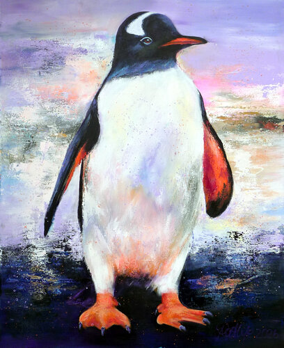gentoo penguin on deception island de Manuela Rathje, Pintura a la venta en Singulart