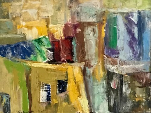 laundry on the Roof. par Mona Asmar Hecker, Peinture en vente sur Singulart