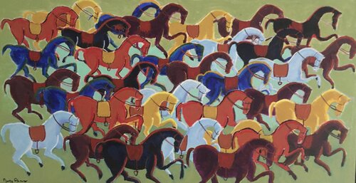 HORSE PARADE par Mona Asmar Hecker, Peinture en vente sur Singulart