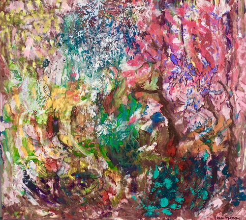 Little Red riding hood lost in the woods van Mona Asmar Hecker, Schilderij te koop op Singulart