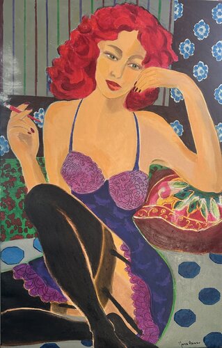 Red Boudoir by Mona Asmar Hecker, Painting for Sale on Singulart