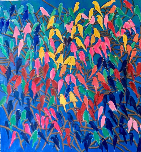 Birds haven par Mona Asmar Hecker, Peinture en vente sur Singulart