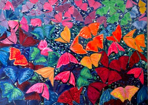 Butterflies in motion van Mona Asmar Hecker, Schilderij te koop op Singulart