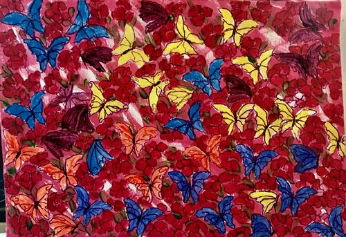 Butterflies in a turmoil di Mona Asmar Hecker, Pittura in vendita su Singulart