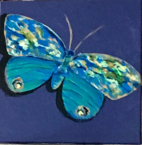 Butterflies in a blue mood di Mona Asmar Hecker, Pittura in vendita su Singulart
