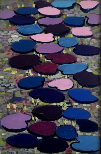 Waterlilies in a purple mood van Mona Asmar Hecker, Schilderij te koop op Singulart