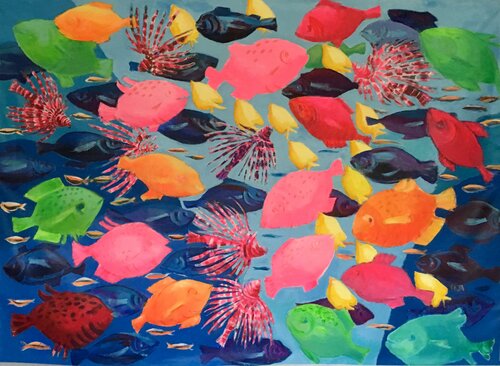 Exotic Fish  nirvana di Mona Asmar Hecker, Pittura in vendita su Singulart
