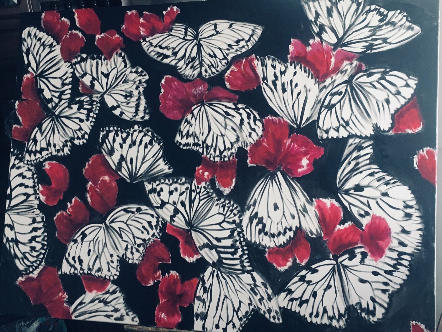 Butterflies  on red flowers Mona Asmar Hecker
