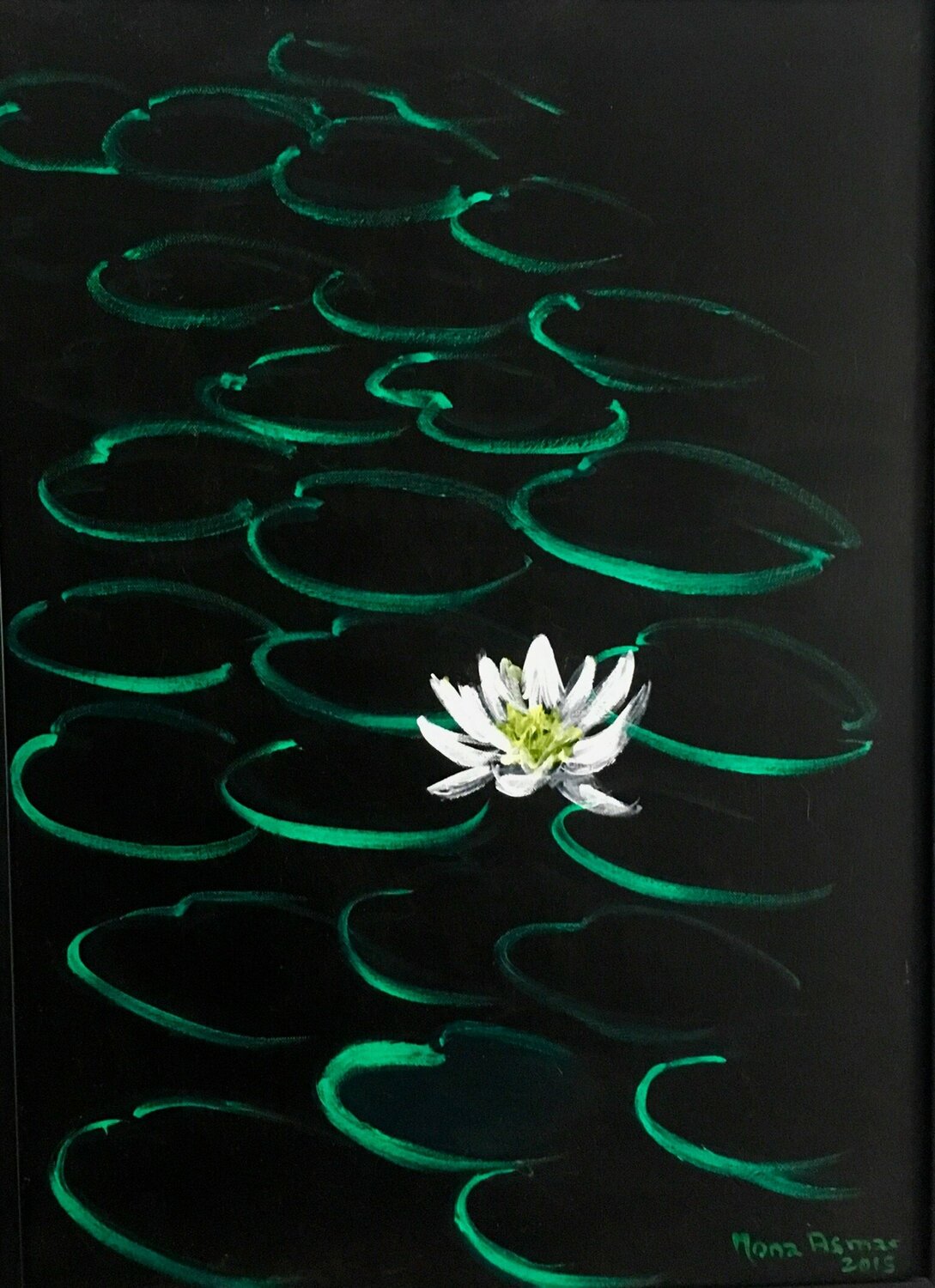 Waterlilies in the moonlight Mona Asmar Hecker