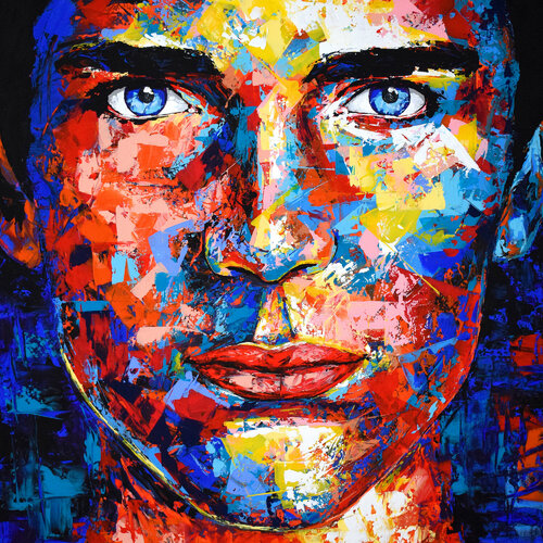 Original 999 face portrait di Eugen Dick, Pittura in vendita su Singulart