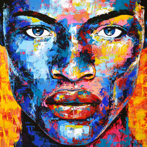 Original 1002 face portrait di Eugen Dick, Pittura in vendita su Singulart