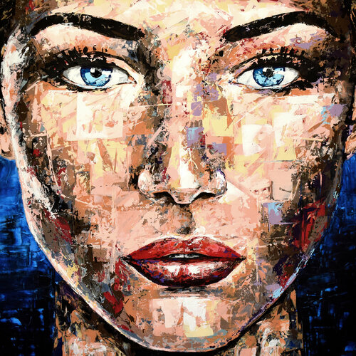Original 1010 face portrait di Eugen Dick, Pittura in vendita su Singulart