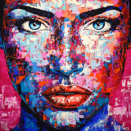 Original 50 face portrait de Eugen Dick, Pintura a la venta en Singulart