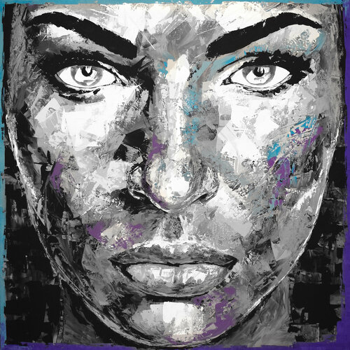 Original 51 Black&White face portrait de Eugen Dick, Pintura a la venta en Singulart