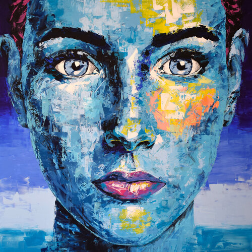 Aquagirl original 54 face portrait de Eugen Dick, Pintura a la venta en Singulart