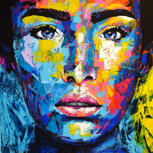 Original 68 face portrait van Eugen Dick, Schilderij te koop op Singulart