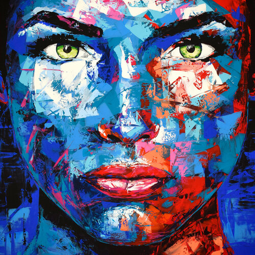 Original 69 face portrait di Eugen Dick, Pittura in vendita su Singulart