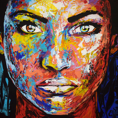 Original 91 face portrait de Eugen Dick, Pintura a la venta en Singulart