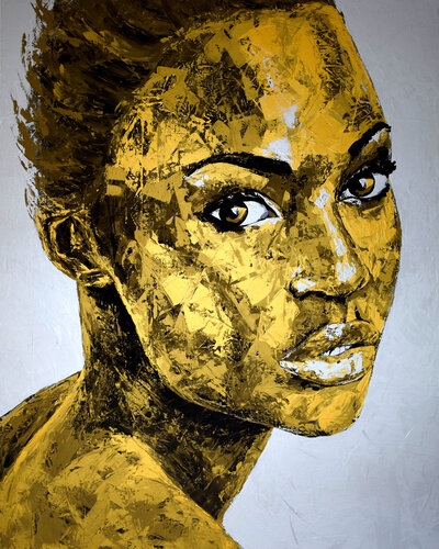 Metallic 108 face portrait de Eugen Dick, Pintura a la venta en Singulart