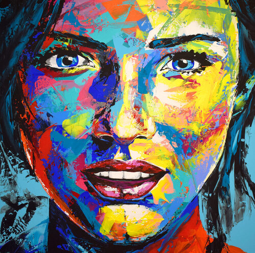 Original 111 face portrait de Eugen Dick, Pintura a la venta en Singulart