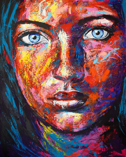 Original 123 face portrait de Eugen Dick, Pintura a la venta en Singulart