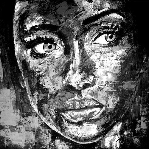 Black 125 face portrait de Eugen Dick, Pintura a la venta en Singulart