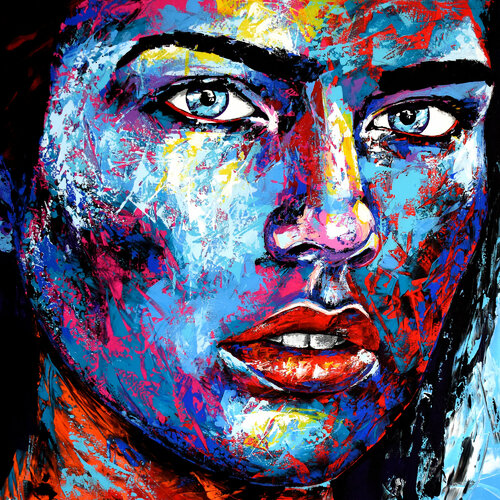 Original 980 face portrait di Eugen Dick, Pittura in vendita su Singulart