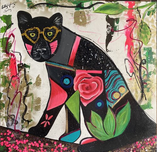 Animal Totem Pantera - Panther ( Cunning - Astucia) van Cinthya Picazo, Schilderij te koop op Singulart