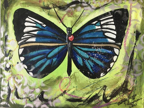Totem Mariposa - Butterfly  (Transformation - Transformación) van Cinthya Picazo, Schilderij te koop op Singulart