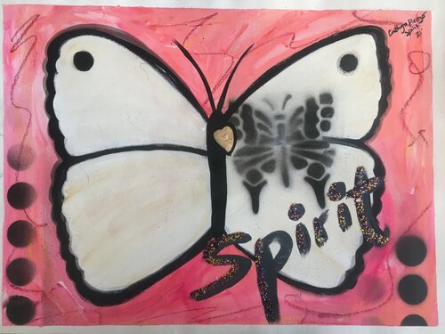 White butterfly (Spirit) van Cinthya Picazo, Schilderij te koop op Singulart