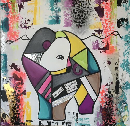 Animal  Totem Oso Polar - Polar Bear   ( Magia -Magic ) van Cinthya Picazo, Schilderij te koop op Singulart