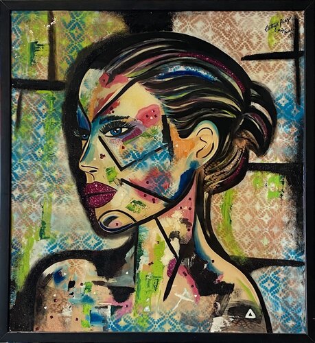 Painted woman - Woman portrait van Cinthya Picazo, Schilderij te koop op Singulart