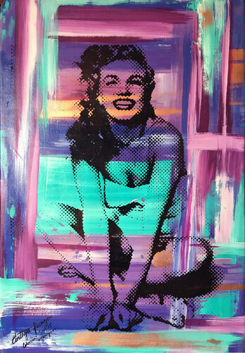 Marilyn Monroe Blue water de Cinthya Picazo, Impresión a la venta en Singulart