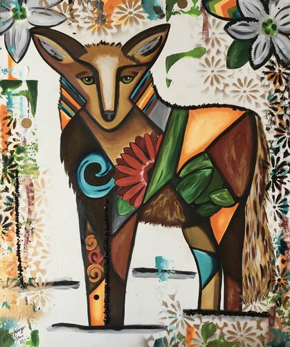Coyote Totem  (Wisdom-Sabiduría) van Cinthya Picazo, Schilderij te koop op Singulart