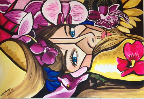 Under Flowers van Cinthya Picazo, Schilderij te koop op Singulart